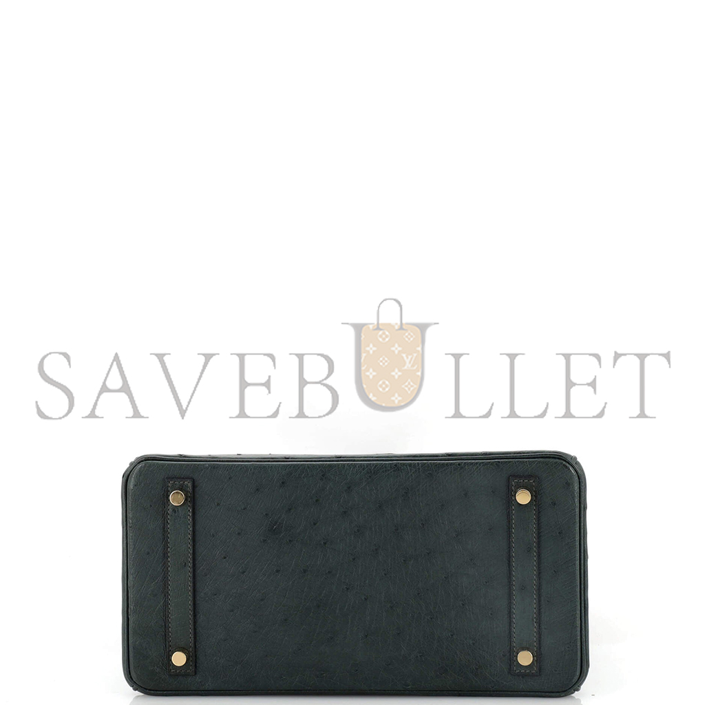 HERMÈS MASTER BIRKIN 25 OSTRICH VERT CYPRES GOLD BUCKLE H041944CK79 (25*20*13cm)